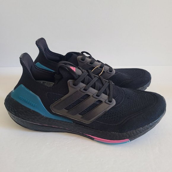 NEW Adidas Ultraboost 21 Running Shoes FZ1921 Size 8 Carbon Black Teal